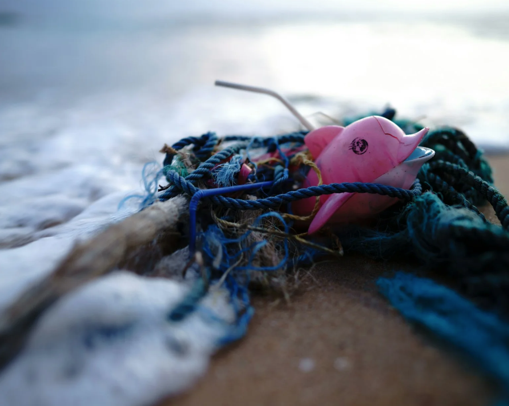 The plastic on the seabed